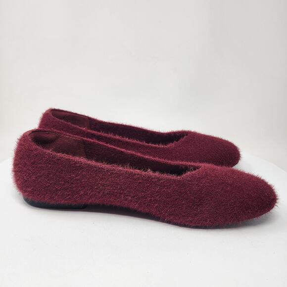 Vivaia Margot 2.0 Flats Size EU43/US11 Bordeaux Maroon Square-Toe Faux Mink - Picture 8 of 15